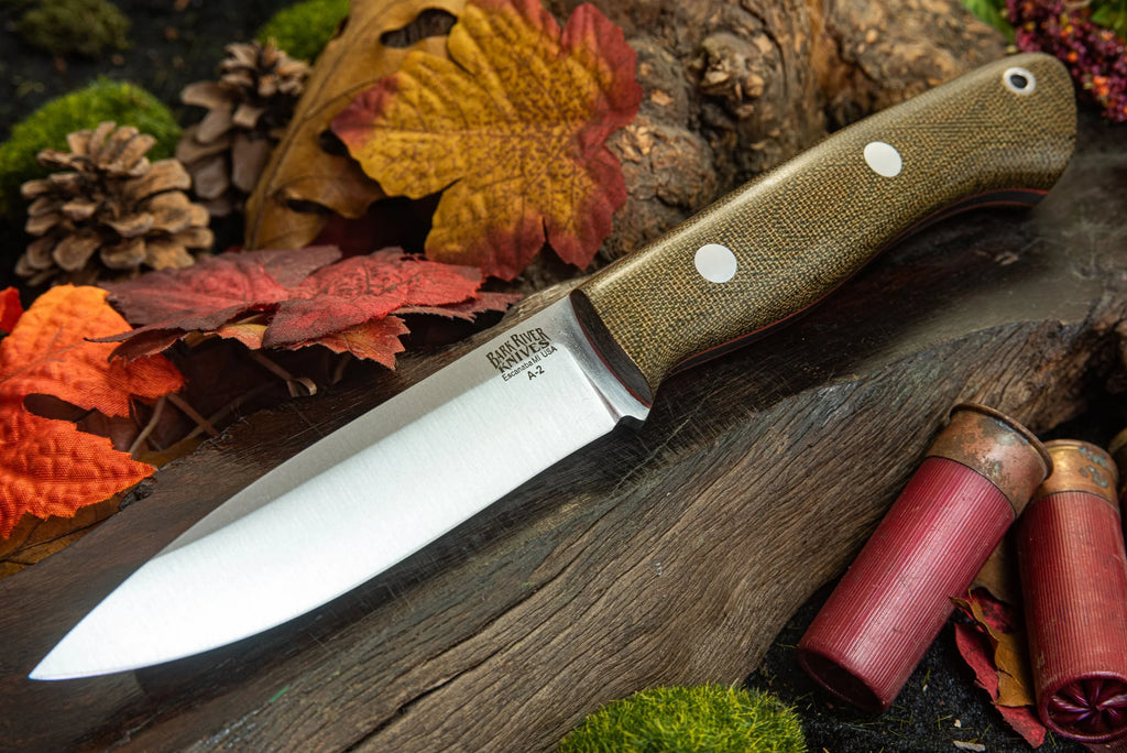 Bark River Knives Aurora - Green Canvas Micarta - Red Liners - A2