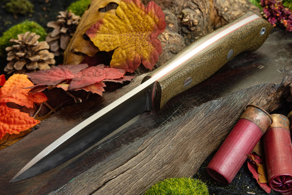 Bark River Knives Aurora - Green Canvas Micarta - Red Liners - A2