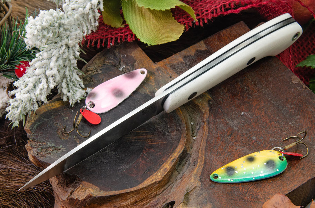 Bark River Knives Bird & Trout - Ivory G10 - Black Liners - Black Pins - CPM 154