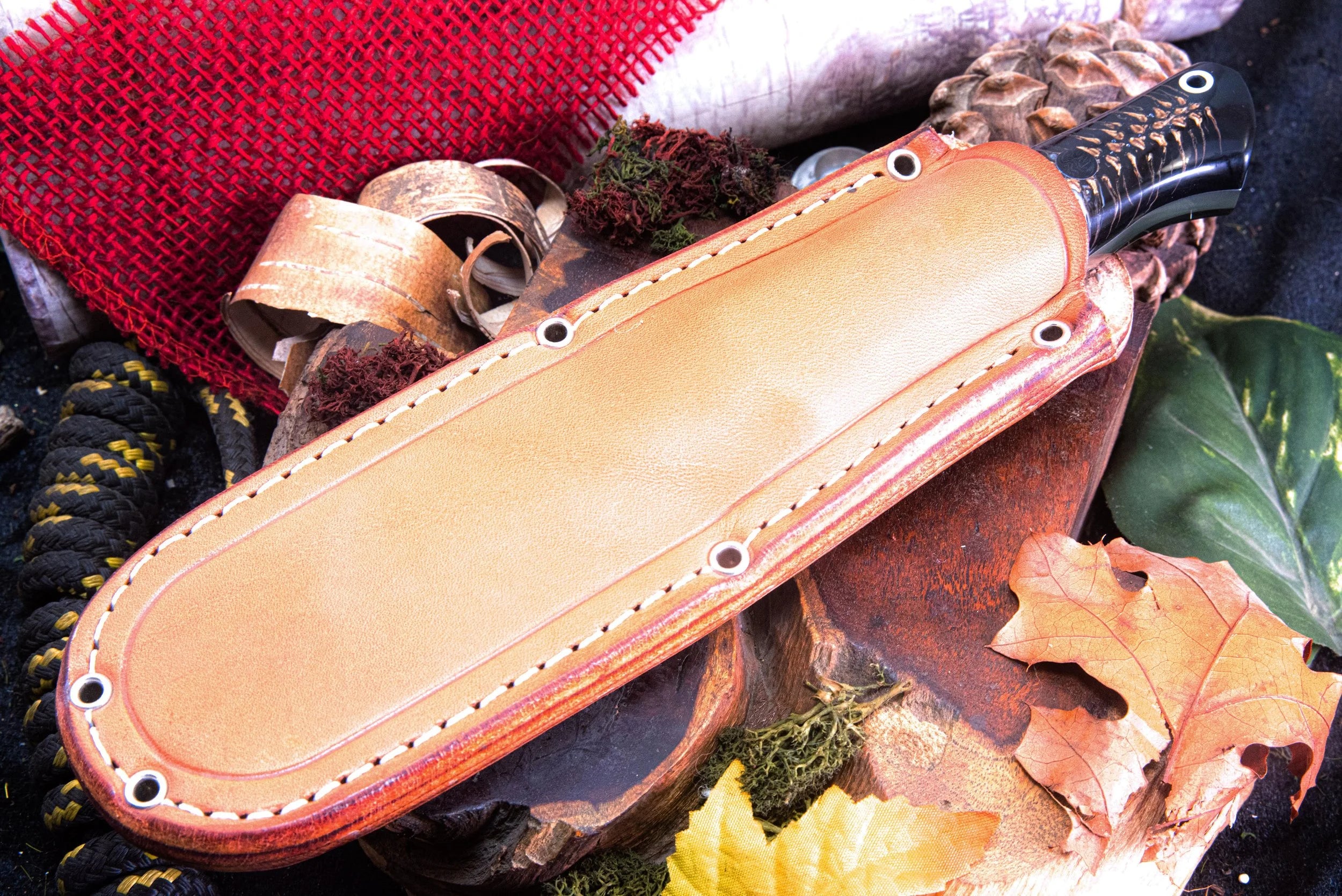 Bark River Knives Bravo 1 - Spalted Hackberry Maple Burl #2 - Black Liners - Mosaic Pins - CPM 3V