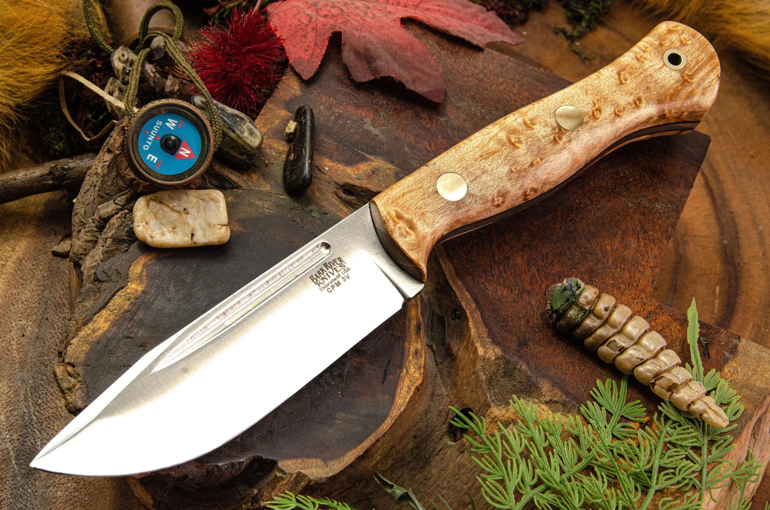 Bark River Knives Cub EDC - Birdseye Maple - Black Liners - Brass Pins